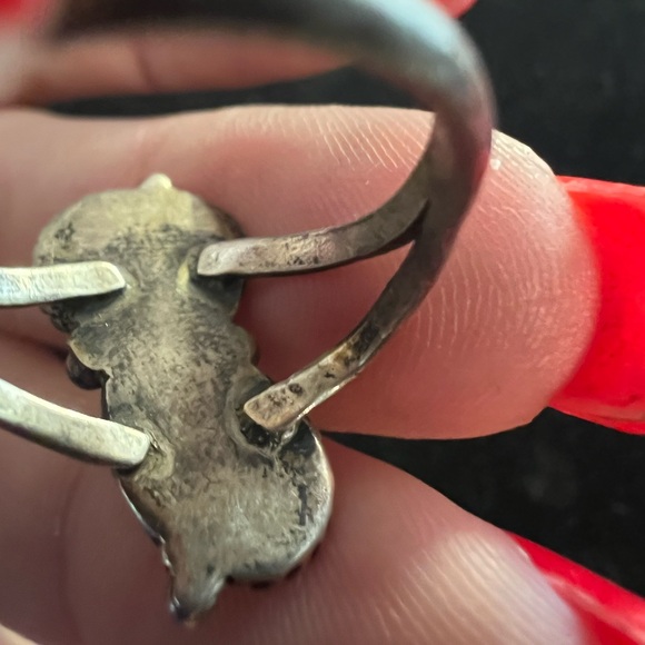 925 STERLING SILVER VINTAGE CORAL AND TURQUOISE RING - Picture 3 of 7